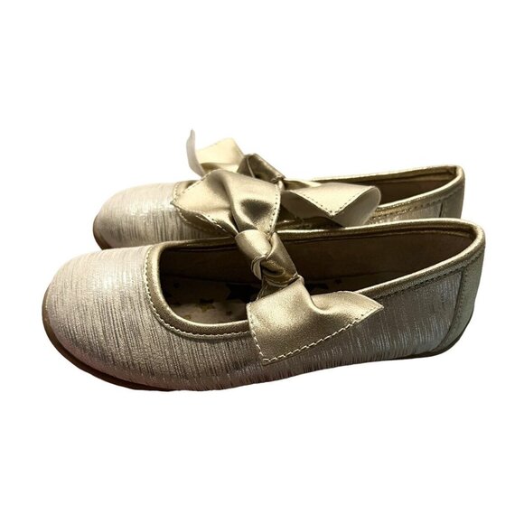 Livie & Luca Sz 11 Cream Gold Tinsel Shimmer Mary Jane Bow Shoes - Picture 4 of 8